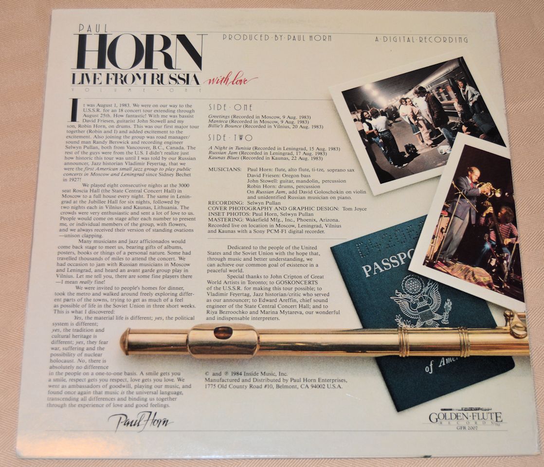 Horn, Paul - Live From Russia With Love