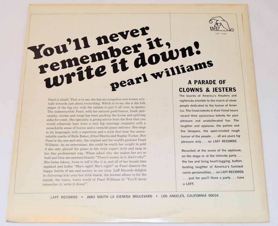 Williams, Pearl - You'll Never Remember