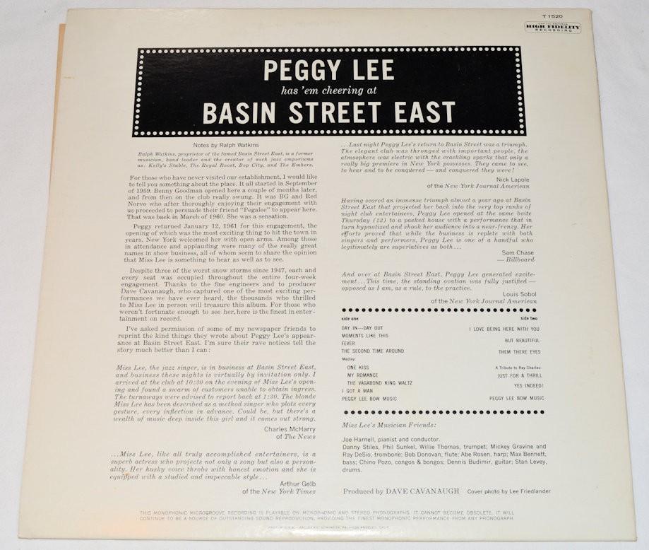 Lee, Peggy - Basin Street East