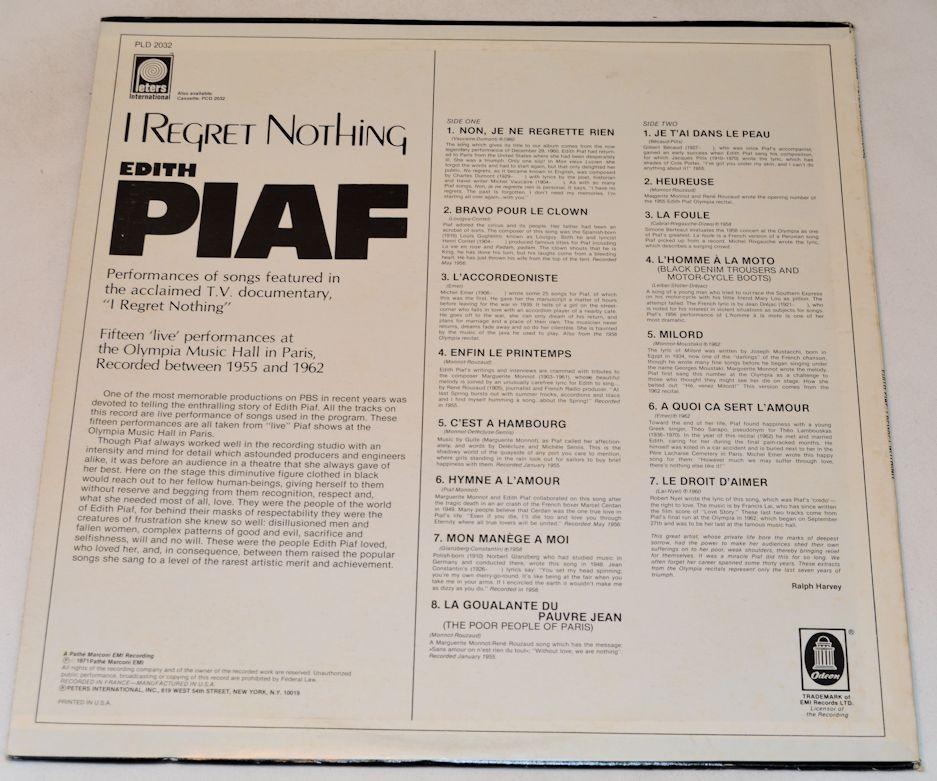 Piaf, Edith - I Regret Nothing