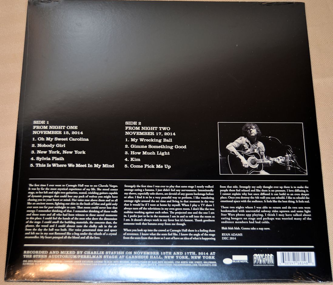 Adams, Ryan - Ten Songs Live At Carnegie Hall