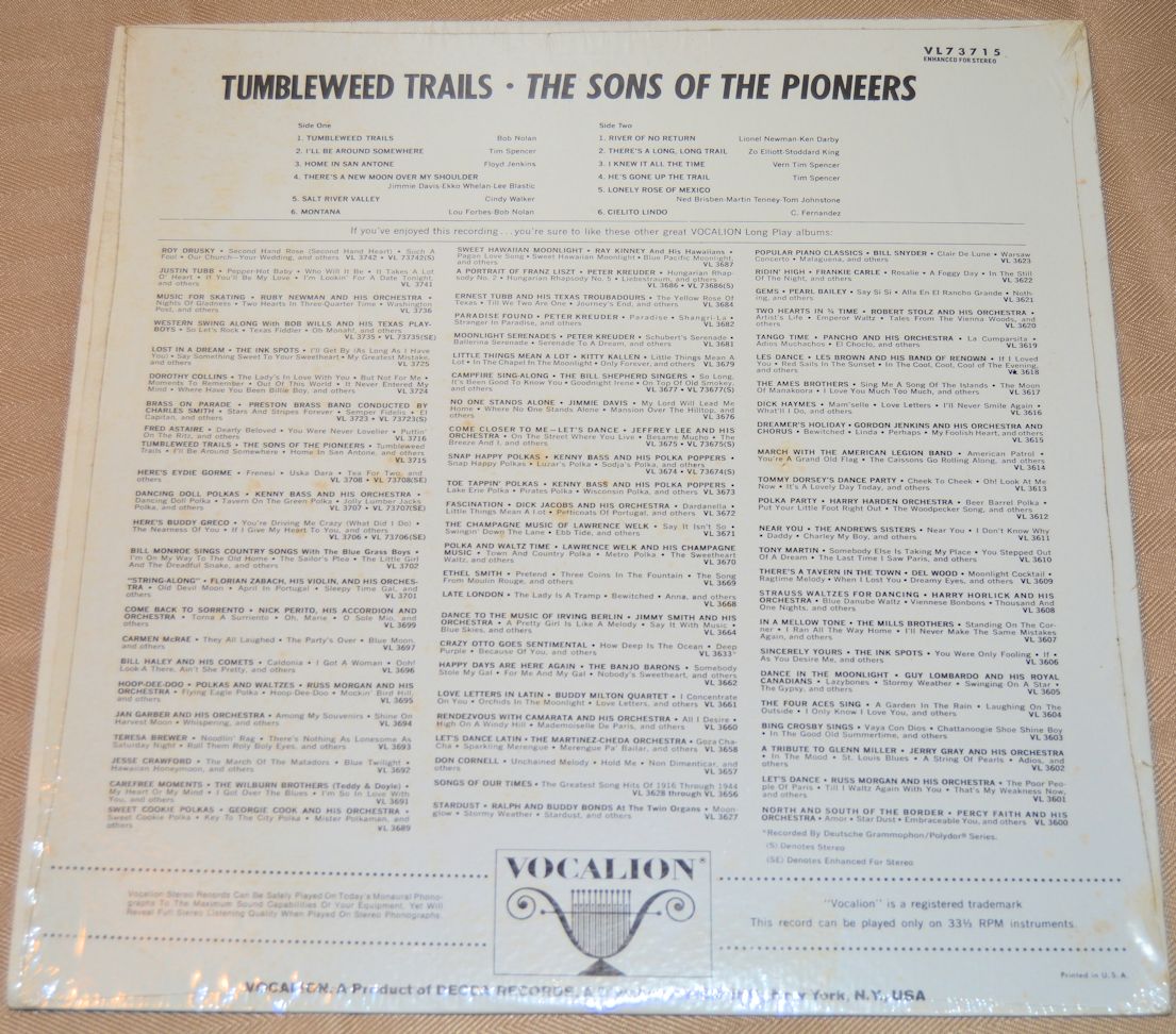 Sons Of the Pioneers - Tumbleweed Trails