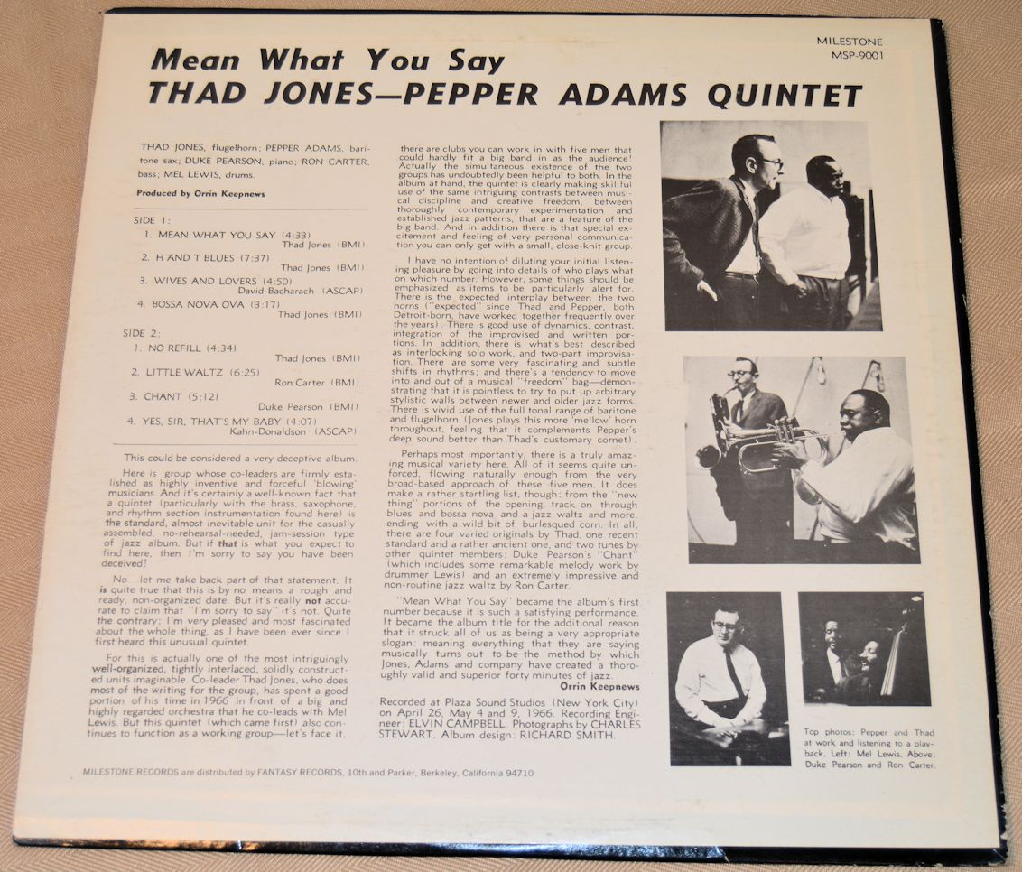 Jones, Thad / Adams, Pepper - Mean What You Say